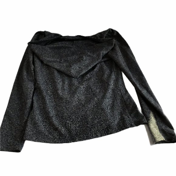 Dark Gray Hooded Zip Jacket, Stretchy, Black M/L - Picture 6 of 7